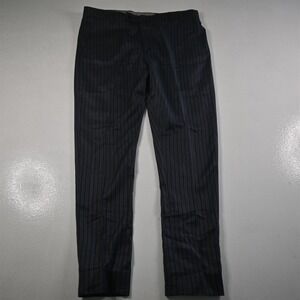 Bespoke‎ 36x32 Blue Black Striped Flat Front Slim Tapered Fit Mens Pants